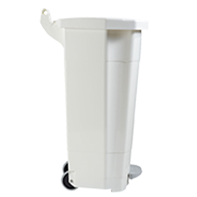 90L Ritmy HDPE / Stainless Mobile Pedal Trash Bin - white / white