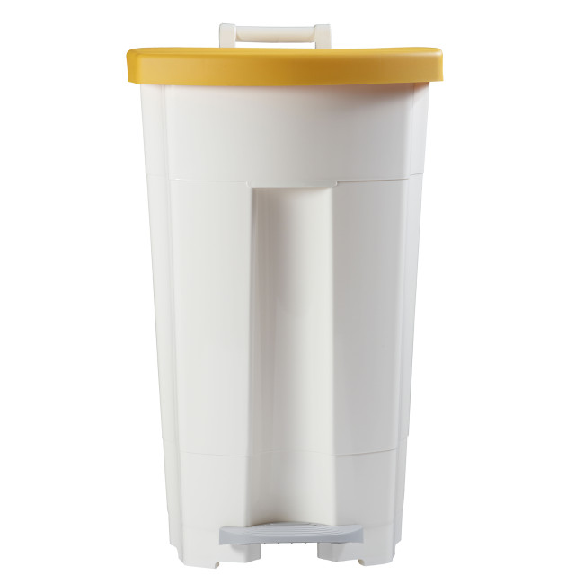 90L Ritmy HDPE / Stainless Mobile Pedal Trash Bin - white / white