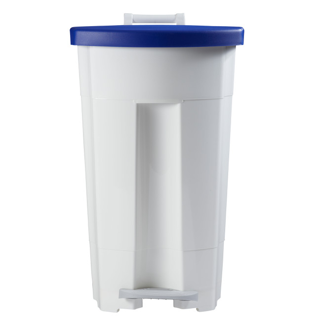 90L Ritmy HDPE / Stainless Mobile Pedal Trash Bin - white / white