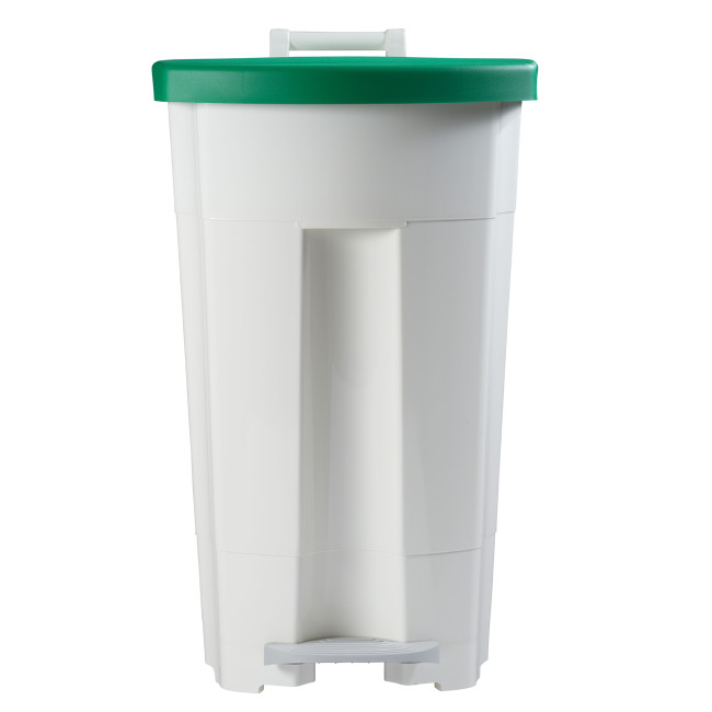 90L Ritmy HDPE / Stainless Mobile Pedal Trash Bin - white / white