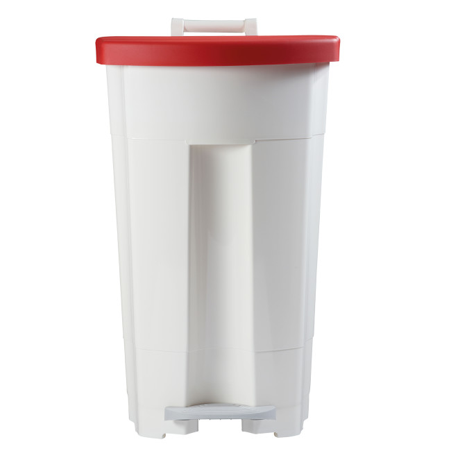 90L Ritmy HDPE / Stainless Mobile Pedal Trash Bin - white / white