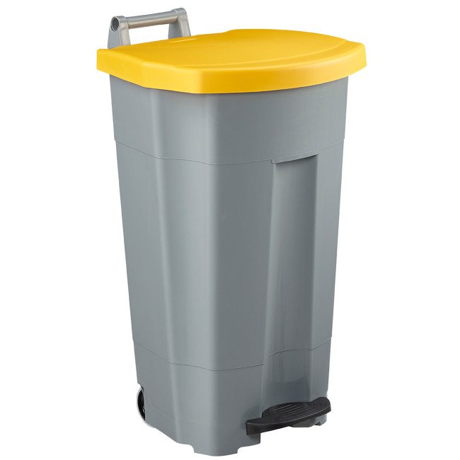 90L Ritmy HDPE / Stainless Mobile Pedal Trash Bin - white / white