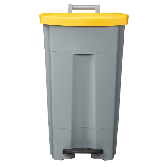 90L Ritmy HDPE / Stainless Mobile Pedal Trash Bin - white / white