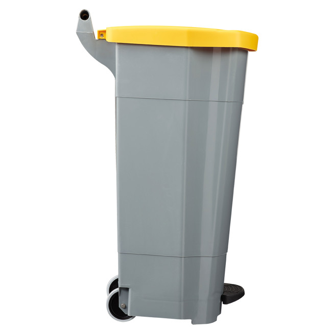 90L Ritmy HDPE / Stainless Mobile Pedal Trash Bin - white / white
