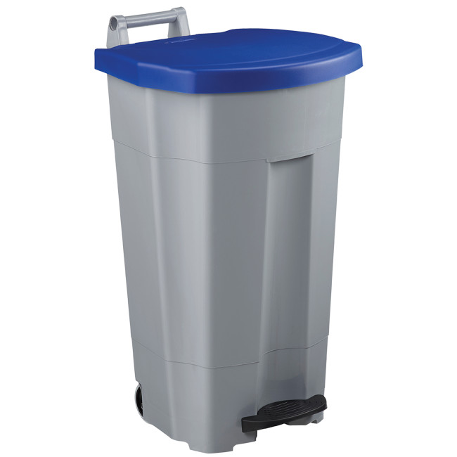 90L Ritmy HDPE / Stainless Mobile Pedal Trash Bin - white / white