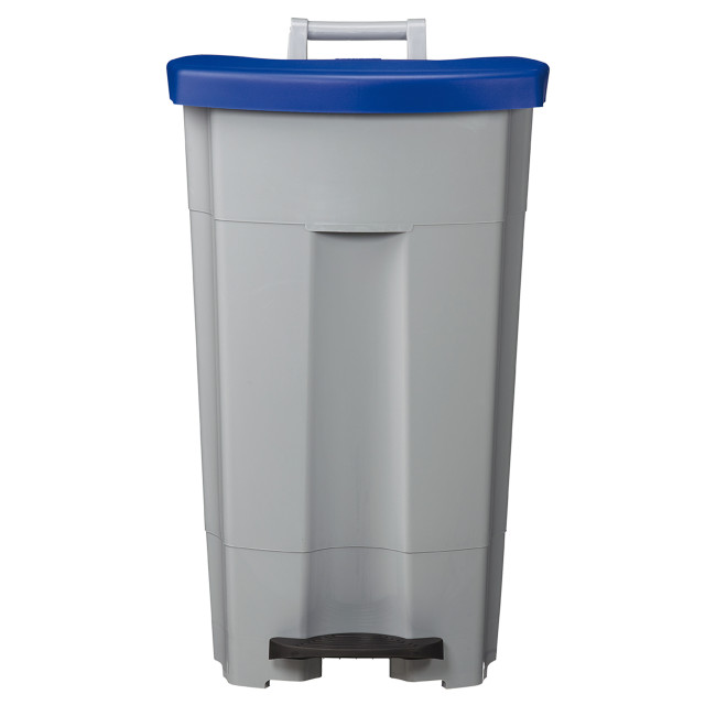 90L Ritmy HDPE / Stainless Mobile Pedal Trash Bin - white / white