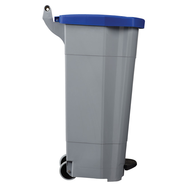 90L Ritmy HDPE / Stainless Mobile Pedal Trash Bin - white / white