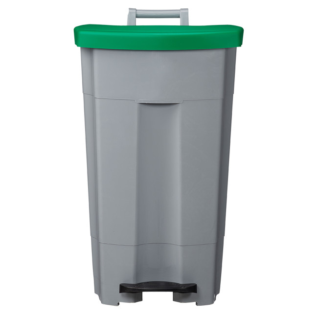 90L Ritmy HDPE / Stainless Mobile Pedal Trash Bin - white / white