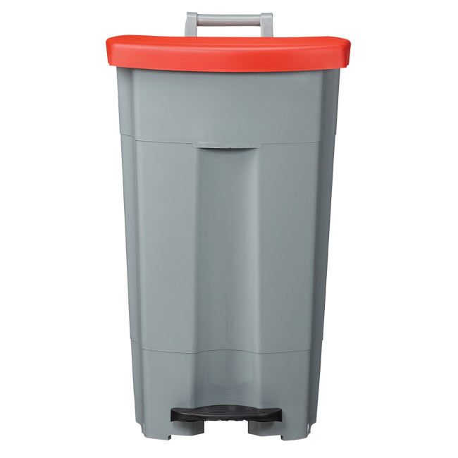 90L Ritmy HDPE / Stainless Mobile Pedal Trash Bin - white / white