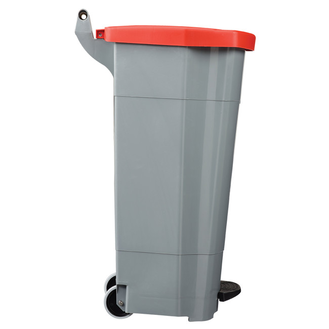 90L Ritmy HDPE / Stainless Mobile Pedal Trash Bin - white / white
