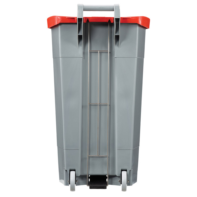 90L Ritmy HDPE / Stainless Mobile Pedal Trash Bin - white / white