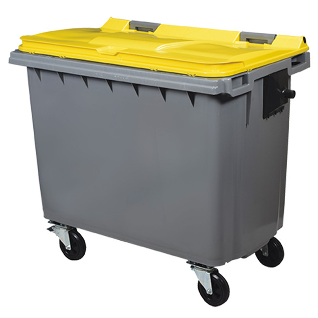 Plastic Orkea 4 Wheel Container (HDPE) - 660L - gray / blue