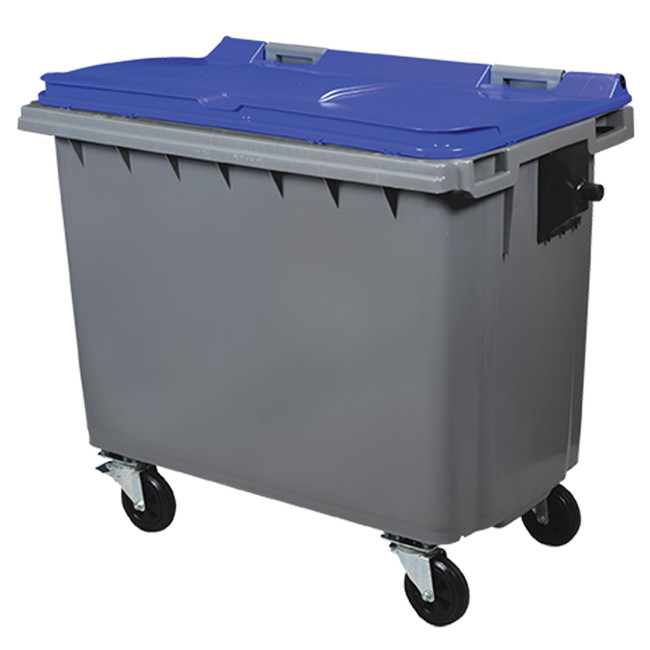 Plastic Orkea 4 Wheel Container (HDPE) - 660L - gray / blue