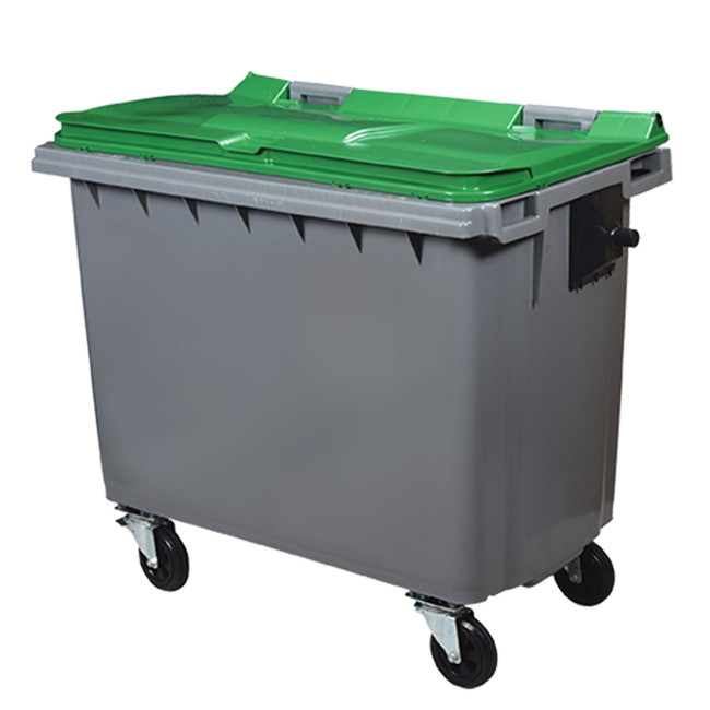 Plastic Orkea 4 Wheel Container (HDPE) - 660L - gray / blue
