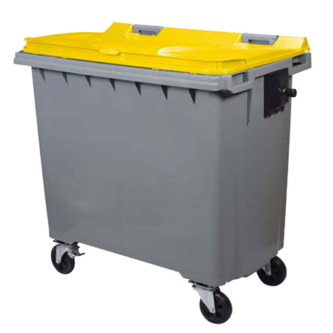Plastic Orkea 4 Wheel Container (HDPE) - 770L - gray / blue