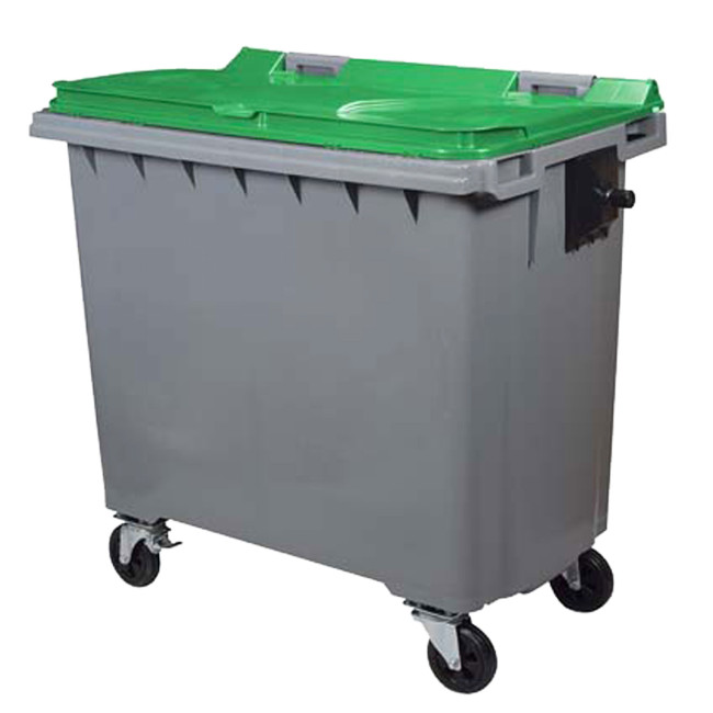 Plastic Orkea 4 Wheel Container (HDPE) - 770L - gray / blue