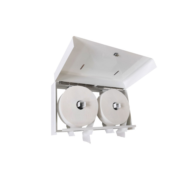 Toilet paper dispenser 2x400m Halba metal - white 9016