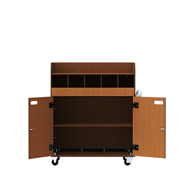 HPL / Metal Deli Mobile Serving With Cutlery Range - Clear Chene