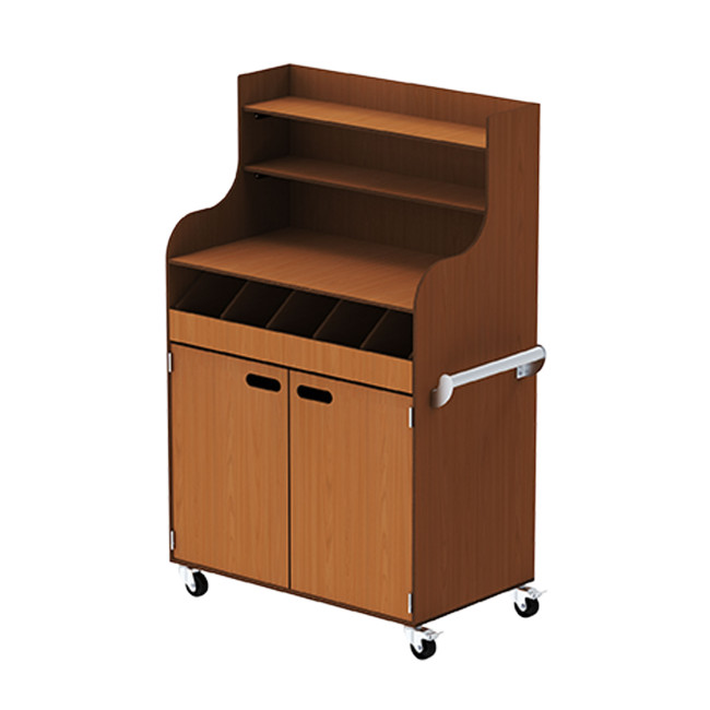 Mobile Deli HPL / Metal With Cutlery Range Drawer and High Shelers - Clear Chene