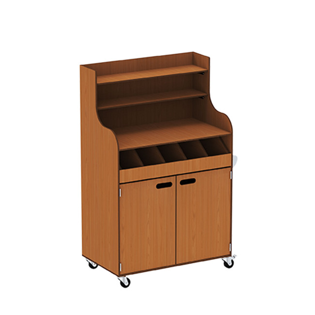 Mobile Deli HPL / Metal With Cutlery Range Drawer and High Shelers - Clear Chene