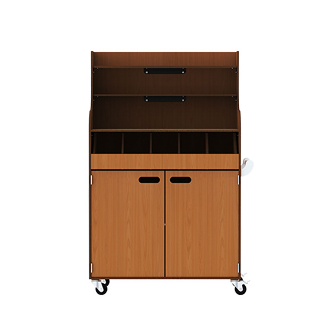 Mobile Deli HPL / Metal With Cutlery Range Drawer and High Shelers - Clear Chene