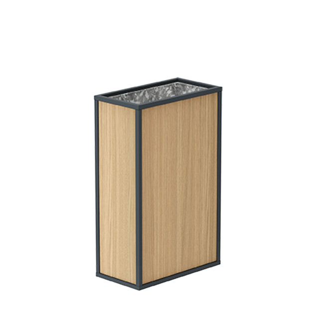 High Straty Planter in Metal / HPL Carenée - 60L - anthracite 7016 / clear chene
