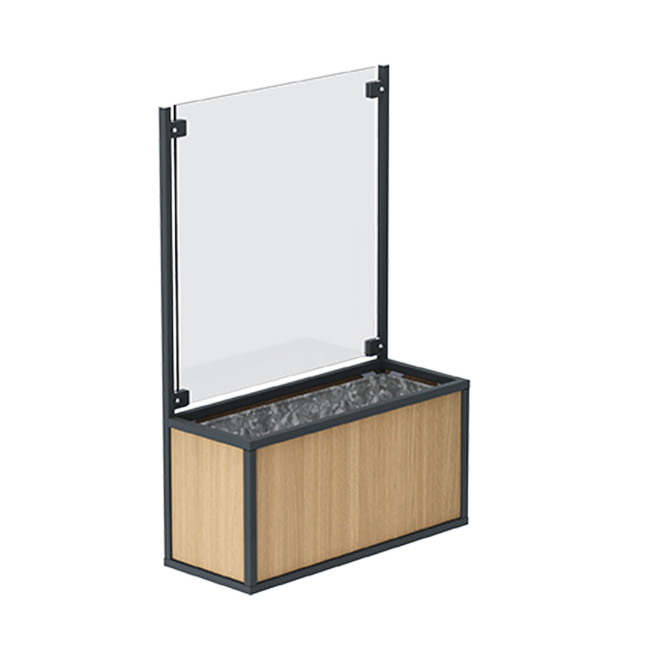 Planter + Screen Straty Metal / HPL / Carened Glass - 80L - clear 7016 / cheen