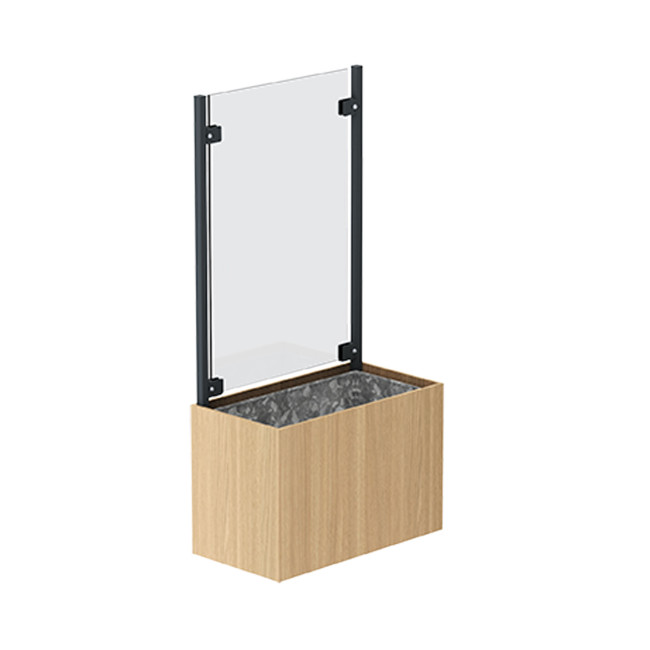 Planter + Screen Straty Metal / HPL / Full Glass - 70L - clear chene