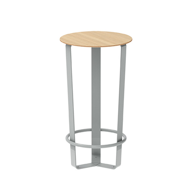 Round standing metal macuis / HPL with footrest - Anthracite 7016 / Clear Chene