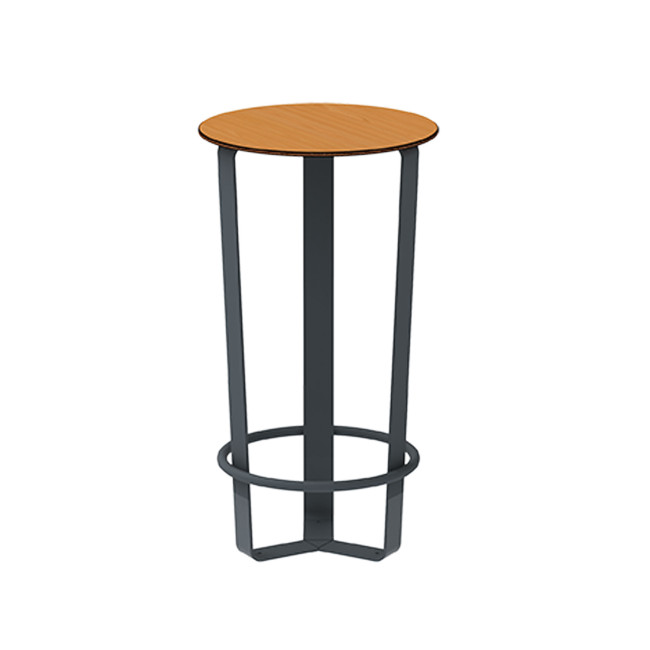 Round standing metal macuis / HPL with footrest - Anthracite 7016 / Clear Chene