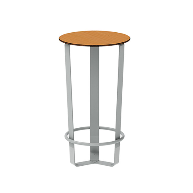 Round standing metal macuis / HPL with footrest - Anthracite 7016 / Clear Chene