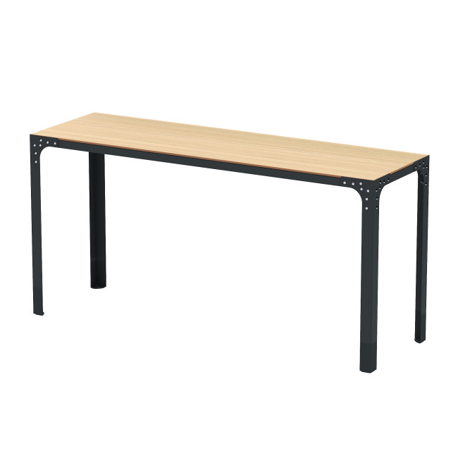 High Rectangle Boldo Metal / HPL HPL Table - 8places - anthracite 7016 / cheen clear