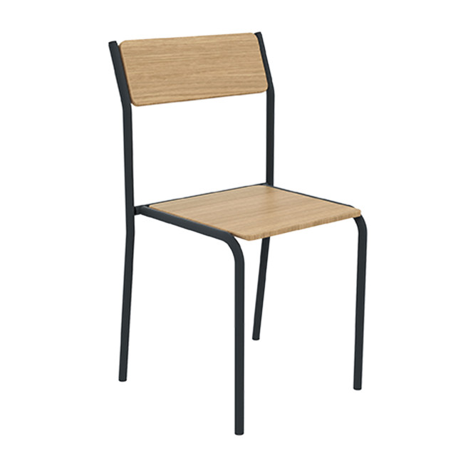 Metal flora chair / HPL - anthracite 7016 / clear chene