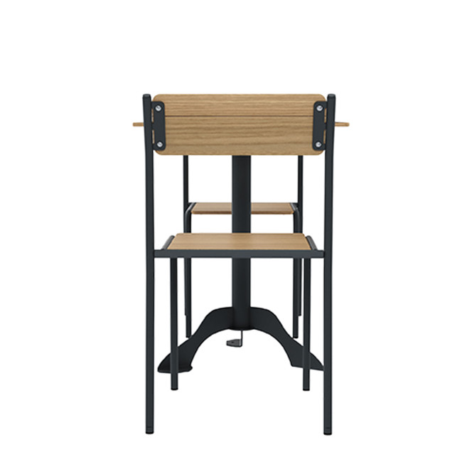 Square Table + Metal Flora / HPL CHAIRS - 2places - anthracite 7016 / clear chene