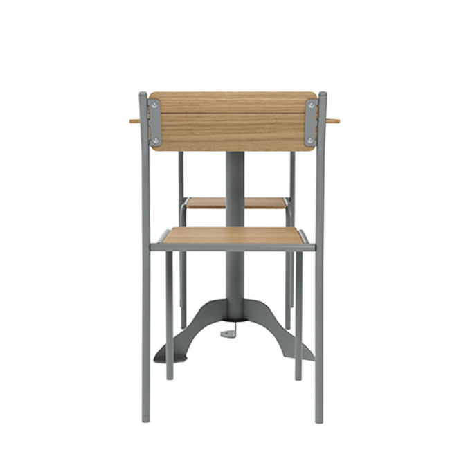 Square Table + Metal Flora / HPL CHAIRS - 2places - anthracite 7016 / clear chene