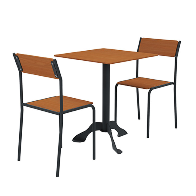 Square Table + Metal Flora / HPL CHAIRS - 2places - anthracite 7016 / clear chene