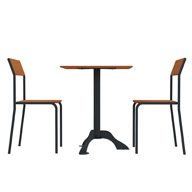 Square Table + Metal Flora / HPL CHAIRS - 2places - anthracite 7016 / clear chene