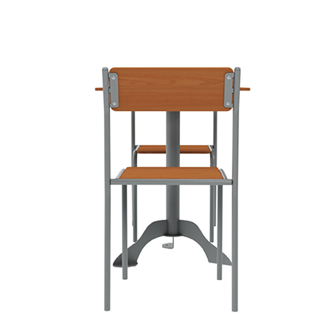 Square Table + Metal Flora / HPL CHAIRS - 2places - anthracite 7016 / clear chene