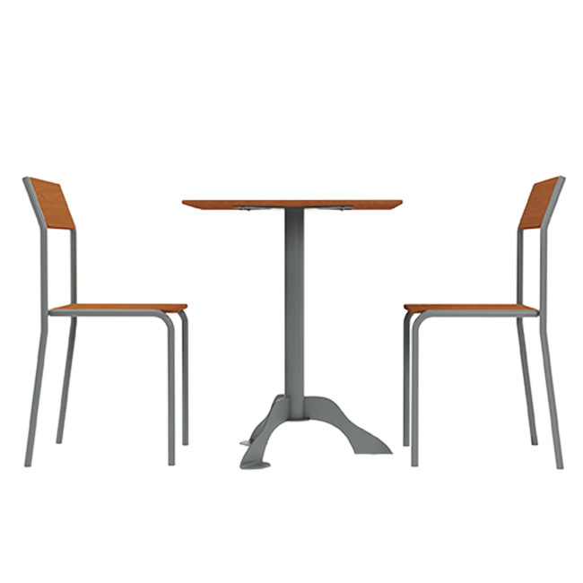 Square Table + Metal Flora / HPL CHAIRS - 2places - anthracite 7016 / clear chene