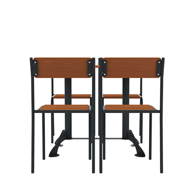 Rectangle Table + Metal Flora Chairs / HPL - 4places - anthracite 7016 / clear chene
