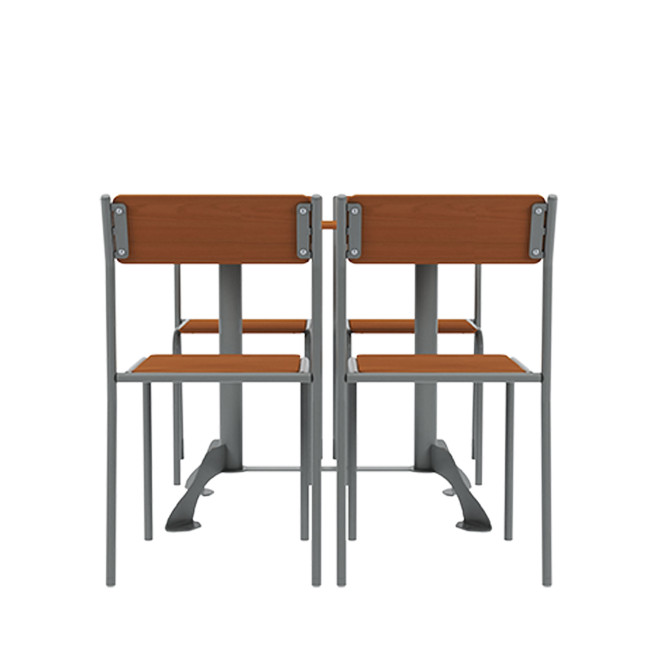 Rectangle Table + Metal Flora Chairs / HPL - 4places - anthracite 7016 / clear chene