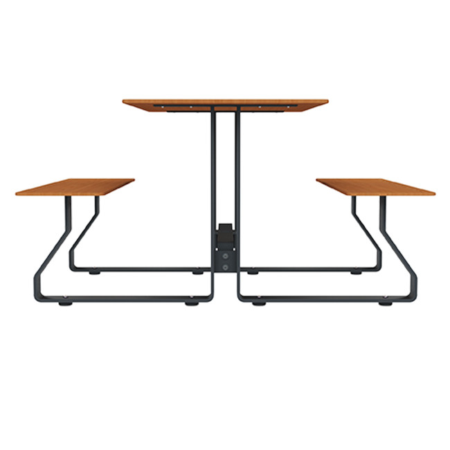 Rectangle Table + Built-in Banquettes Metal Hyssop / HPL + Parasol Hole - 4Places - Anthracite 7016 / Clear Chene
