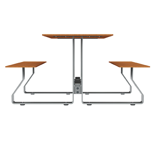 Rectangle Table + Built-in Banquettes Metal Hyssop / HPL + Parasol Hole - 4Places - Anthracite 7016 / Clear Chene