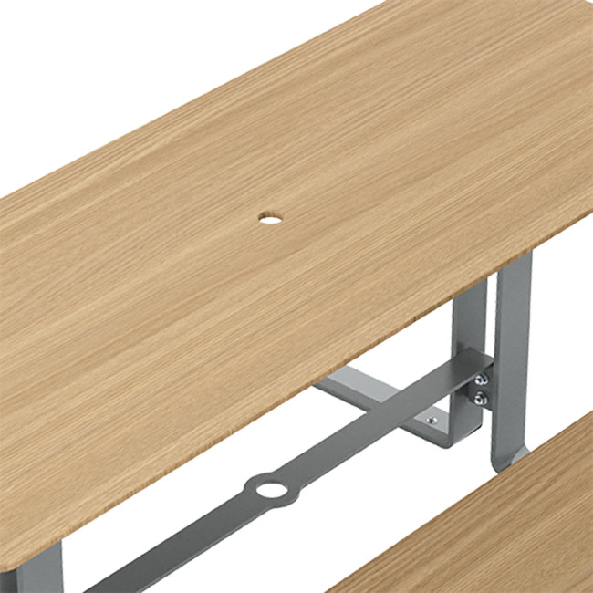 Rectangle Table + Built-in Banquettes Metal Hyssop / HPL + Beady Hole - 6places - Anthracite 7016 / CHEEN CLEAR