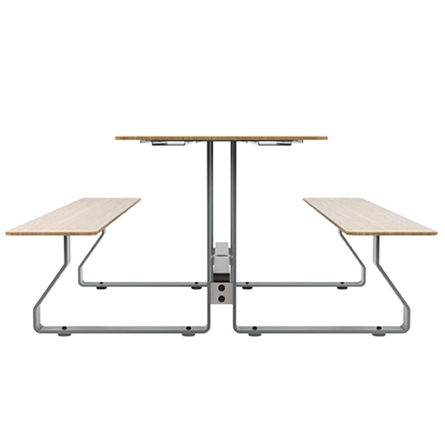Rectangle Table + Built-in Banquettes Metal Hyssop / HPL + Beady Hole - 6places - Anthracite 7016 / CHEEN CLEAR