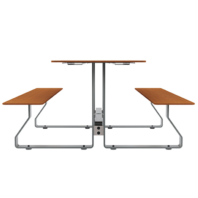 Rectangle Table + Built-in Banquettes Metal Hyssop / HPL + Beady Hole - 6places - Anthracite 7016 / CHEEN CLEAR