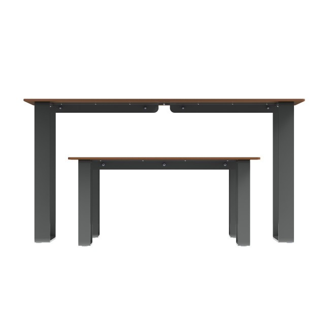 Rectangle Table + Metal Macis Banquettes / HPL HPL + Parasol Hole - 4places - anthracite 7016 / clear chene