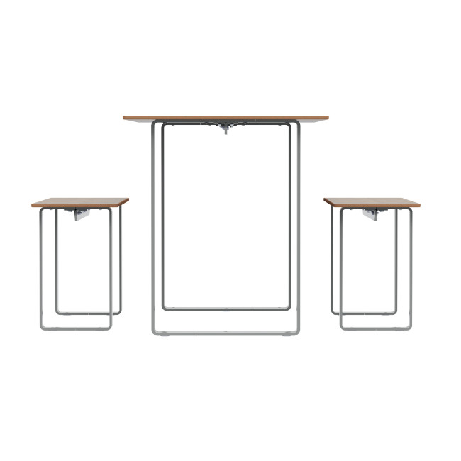 Rectangle Table + Metal Macis Banquettes / HPL HPL + Parasol Hole - 4places - anthracite 7016 / clear chene