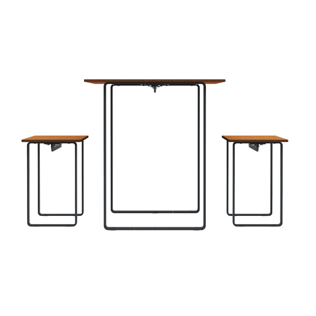 Rectangle Table + Metal Macis Banquettes / HPL HPL + Parasol Hole - 4places - anthracite 7016 / clear chene