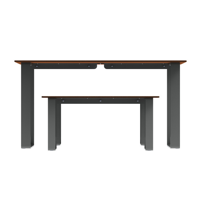 Rectangle Table + Metal Macis Banquettes / HPL HPL + Parasol Hole - 4places - anthracite 7016 / clear chene